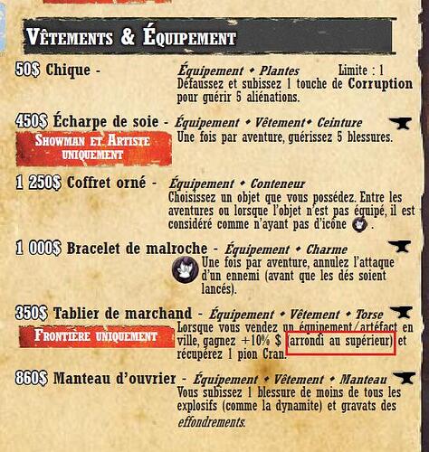 Marché (arrondi au supérieur à 5$ près)