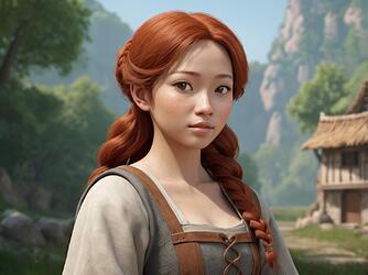 Default_young_medieval_peasant_asian_female_redhead_hair_0