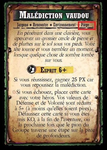 Carte Rencontre (supprimer Piège et ajouter Magye et Malédiction)