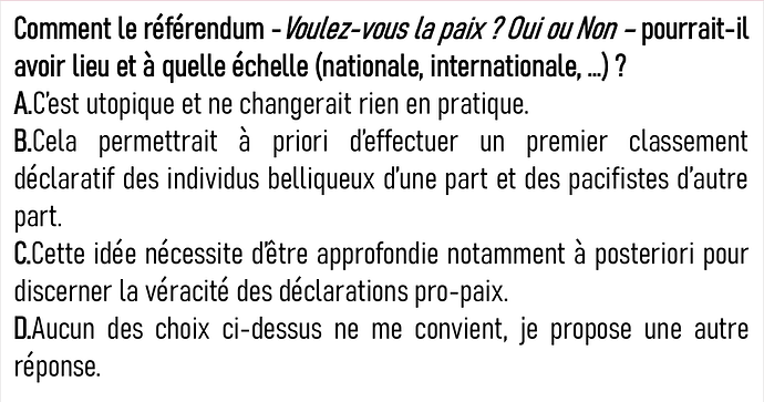 Question ouverte 1