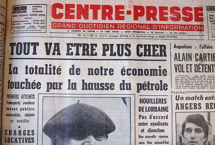 Une-centre-presse-12-janvier-1974-hausse-petrole