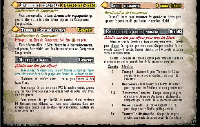 Matériel d'Expédition suite (lancez jusqu'à 5 dés)