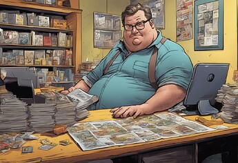 board game fat entrepreneur seating in front a desk