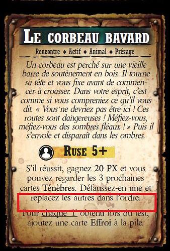 310 Rencontre Mine Sombres présages  (et placez les autres dans n'importe quel ordre sur le dessus du deck )