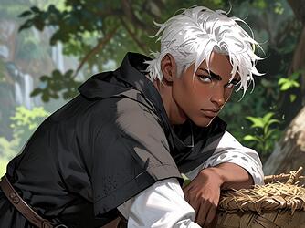 Default_young_medieval_peasant_black_male_white_hair_0