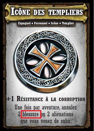 Carte objet personnel (blessures)