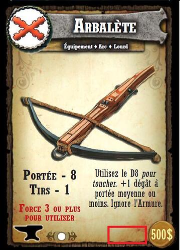 Carte équipement de départ (manque icone 2 mains)