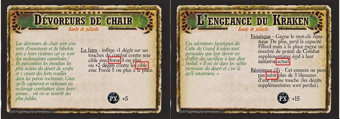 Cartes Bande de pillards (Force) (cibles) (actuelle) (subir)