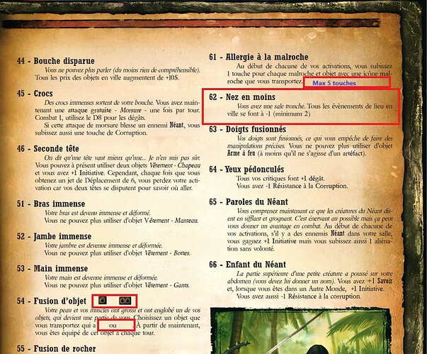 Table mutations (icones mains décalées) (max 5 touches) 62 erreur de texte, voir livre)