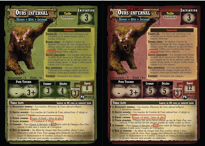 Ours Infernal (attaquer) (+4 Santé par héros) (un)