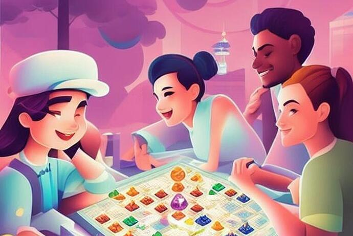 They play boardgame, they have fun, Vector art, Illustration, Gradient, Pastel colors, Behance, dribbble_NaN