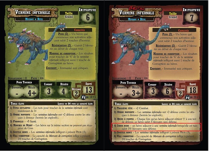 234 Monstre - Vermine infernale erreur de capacité élite au point 4 (idem que face normal)