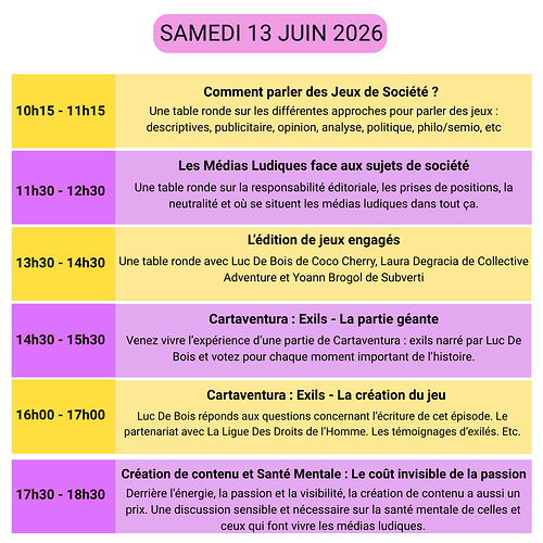 Programme Samedi