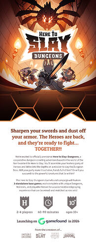 Here to Slay Dungeons - par Unstable Games - printemps 2026 - Jeux ann