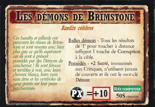 Carte Bandit célèbre - Démons de Brimstone (PX= +20)