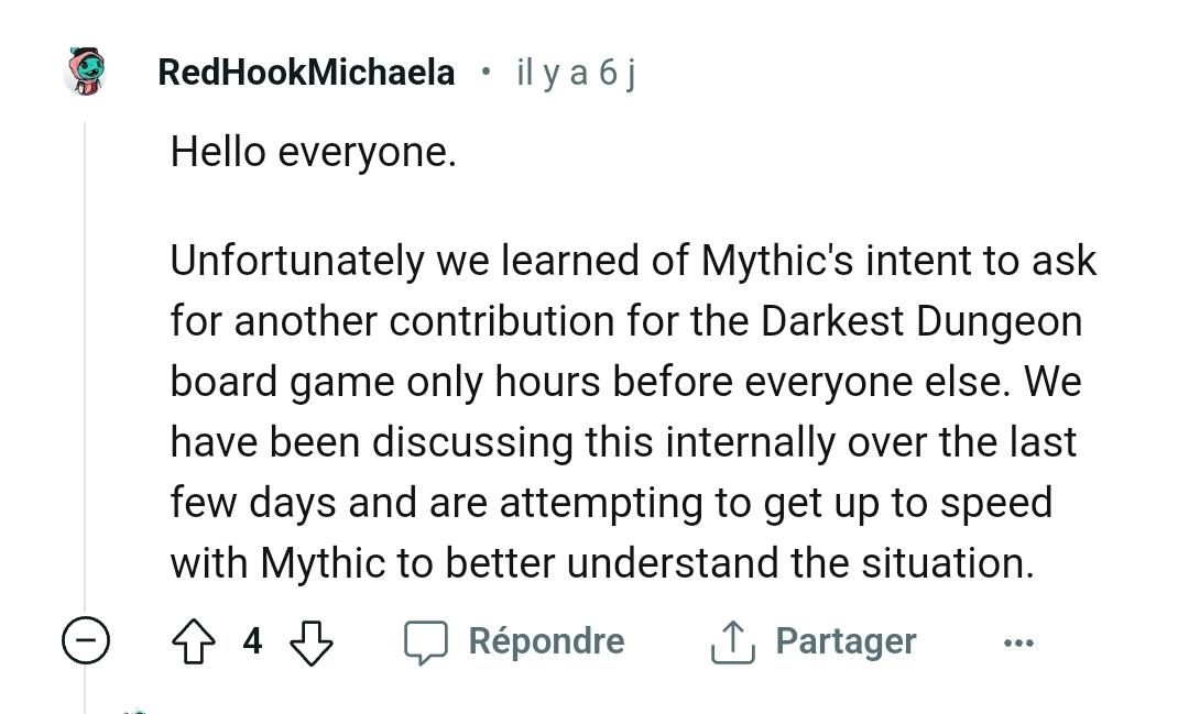 Darkest Dungeon - par Mythic Games - Nouvelle rançon / VF hypothétique